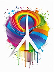 Peace Sign Rainbow with colorful paint splash