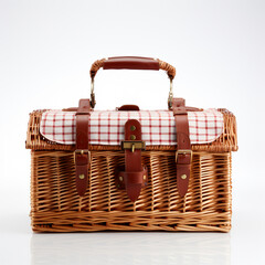 picnic basket isolated on white background, AI Generative.