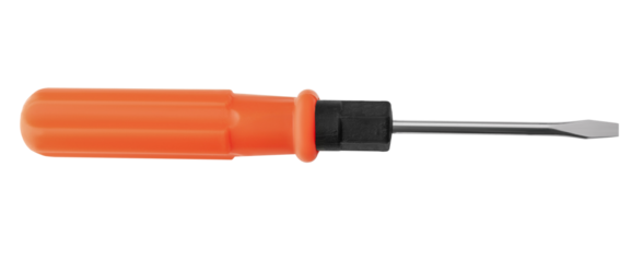 Slotted screwdriver with plastic handle. isolated on a transparent background
