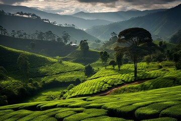 Stunning Sri Lankan tea plantation view. Generative AI