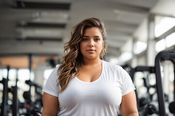 Obraz premium Strength in confidence: Fat girl at the gym