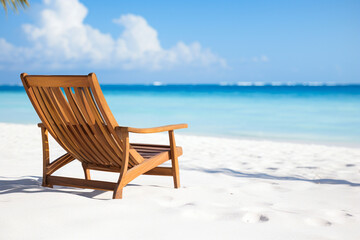 two wooden chairs in a tropical beach environment - generative AI
