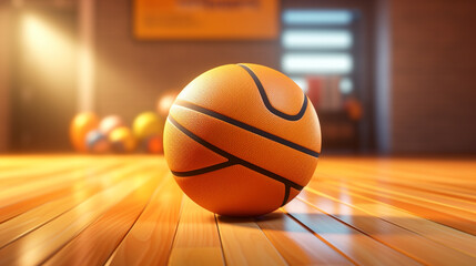 Background of basketball theme with ball and gymnasium