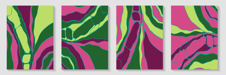 Fluid acrylic pattern background template collection. Creative banners. Marbling wave booklet