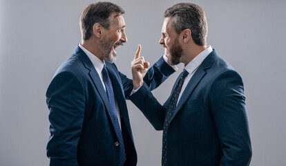 rival strategy of businessmen isolated on grey. business competition and rivalry. rival business company. businessmen having rivalry. rivalry in the business world. intense rivalry