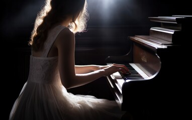 A person lost in the melody and rhythm virtuously playing the piano