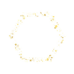 Flying gold star sparkle vector with white background.