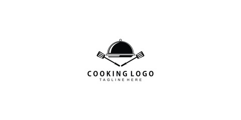 Creative cooking logo with modern concept| cooking flame| premium vector