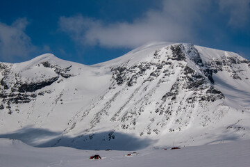 Tarfala science station near Tarfala glacier in winter, Lapland, Sweden