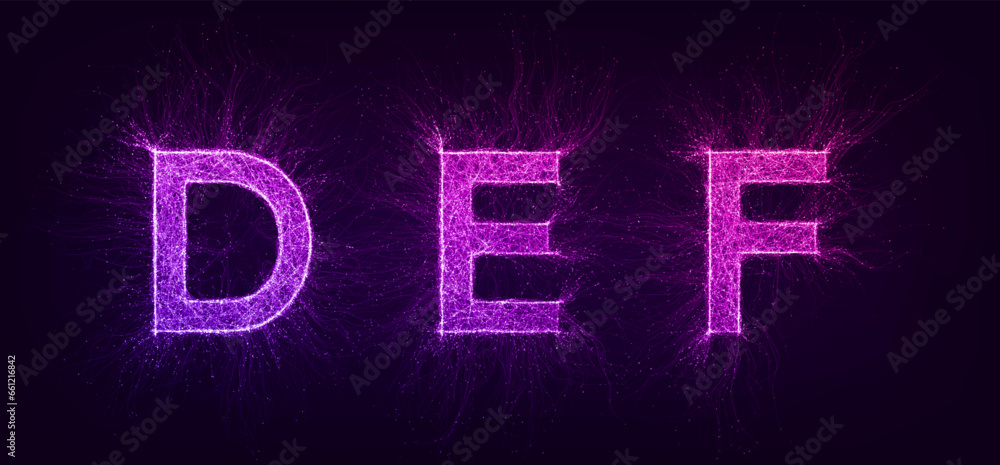 Aufkleber artificial intelligence futuristic alphabet with thin expansion glowing lines. def. neural network, 