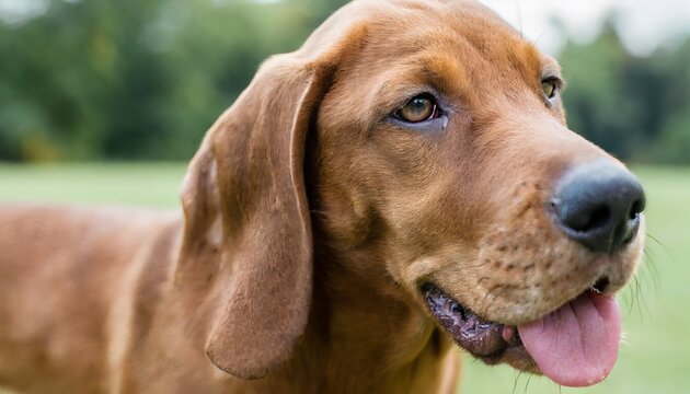 Closeup portrait of redbone coonhound