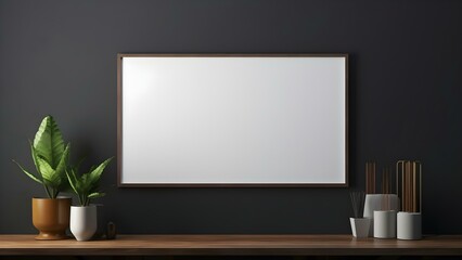 Sleek Interior Setting with Poster Frame Mockup, 3D Render -  generative KI