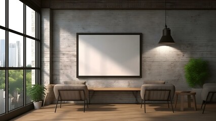 Sleek Interior Setting with Poster Frame Mockup, 3D Render -  generative KI