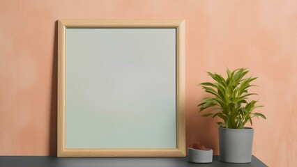 Sleek Interior Setting with Poster Frame Mockup, 3D Render -  generative KI