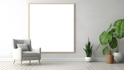 Contemporary Room Design with Frame Mockup, 3D Render - generative KI