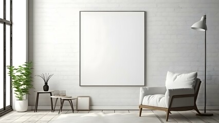 Contemporary Room Design with Frame Mockup, 3D Render - generative KI