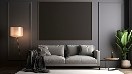 Contemporary Room Design with Frame Mockup, 3D Render - generative KI