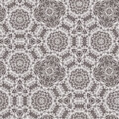 Grunge geo tie dye grey linen pattern. Seamless irregular mosiac in vintage brown for textured home decor. 