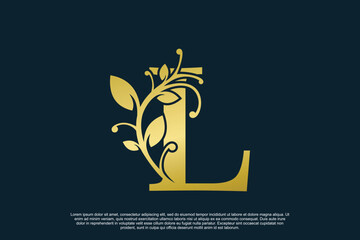 golden elegant logo design with letter l initial concept