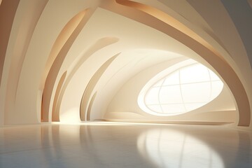 Background featuring abstract hall with minimalist architectural design. Generative AI
