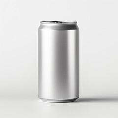 Silver can drink can on a white background