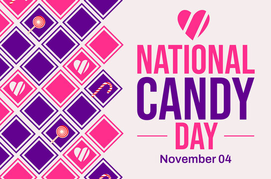 National Candy Day wallpaper with candies, shapes and typography on the side. Colorful candy day backdrop - Powered by Adobe