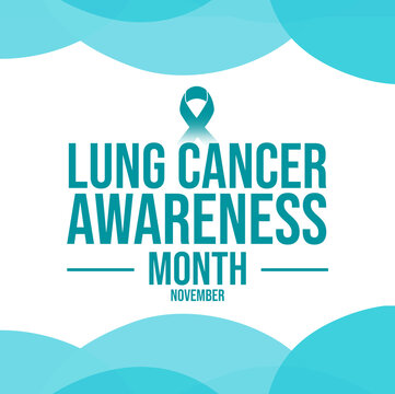 Lung Cancer Awareness Month background with green ribbon and text in the center of design.