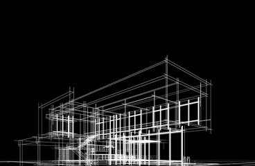 House sketch architectural 3d rendering