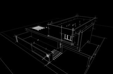 House sketch architectural 3d rendering