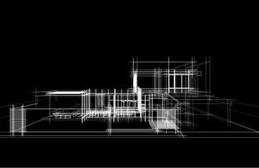 House sketch architectural 3d rendering