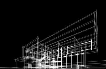 House sketch architectural 3d rendering