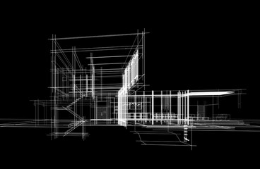 House sketch architectural 3d rendering