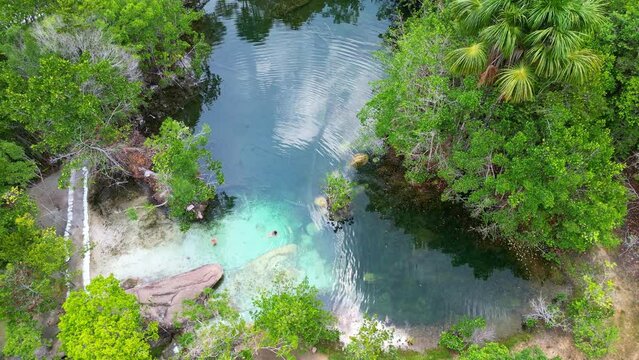 Aerial view of the tropical Crystalline Lagoon at Presidente Figueiredo Amazonas Brazil