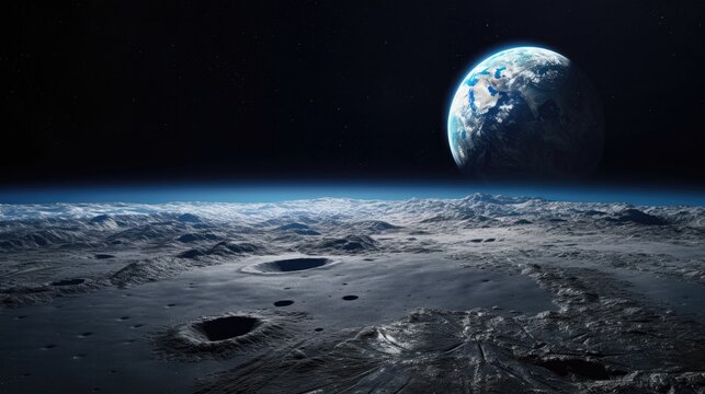 A landscape of the earth from the moon's point of view
