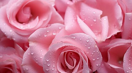 A close-up of dew-covered rose petals
