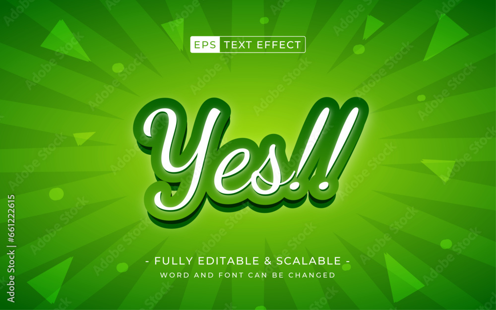Poster yes 3d editable text effect - accept green template design