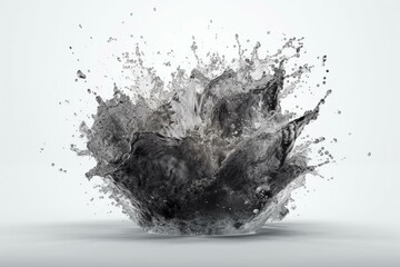 a mesmerizing water explosion in 3D: perfectly isolated on a pure white backdrop. Generative AI - obrazy, fototapety, plakaty