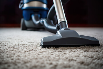 Closeup of vacuum cleaner cleaning a carpet