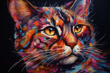 a cat-themed artwork created through unconventional art techniques that evoke emotions and stimulate visual interest. Generative AI