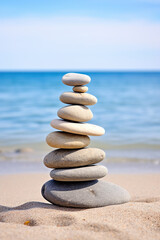 Fototapeta na wymiar Stack of smooth rocks to represent balance and peace