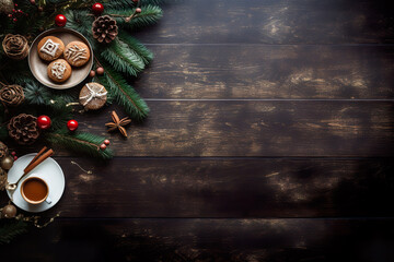 Christmas decorations on wooden background 