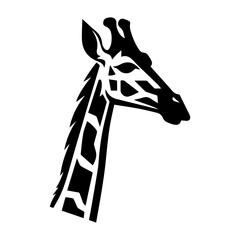 Vector drawing of a giraffe head, Giraffe illustration in black lines