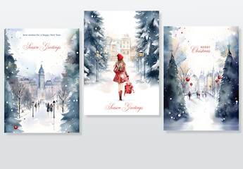 Christmas Cards Set with AI Genereted Illustrations