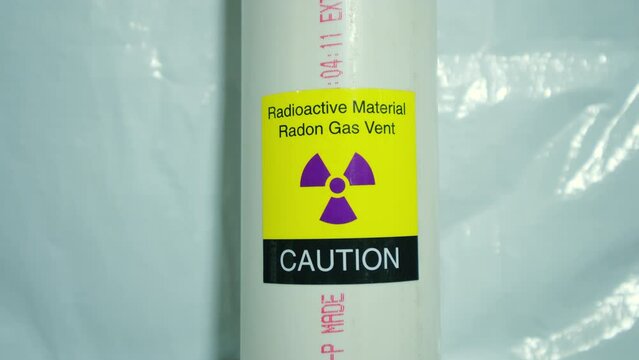 Radioactive hazard sign, radon gas ventilation in the building