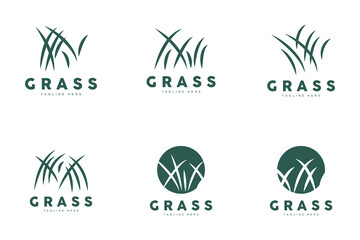 Green Grass Logo Design, Farm Landscape Illustration, Nature Design