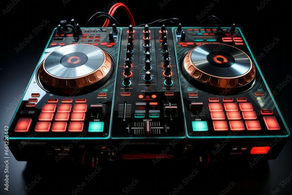 Poster equipment in a recording studio. background with selective focus and copy space