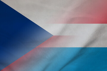 Czech Republic and Luxembourg state flag transborder contract LUX CZE - obrazy, fototapety, plakaty