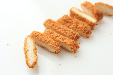 Sliced Chicken Katsu Isolated on White