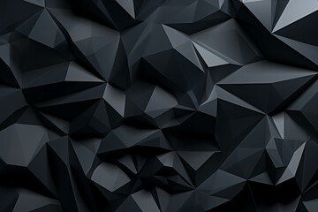 Futuristic polygonal 3D wallpaper featuring a dark, black surface. Rendered with a captivating and edgy appearance. Generative AI