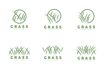 Green Grass Logo Design, Farm Landscape Illustration, Nature Design